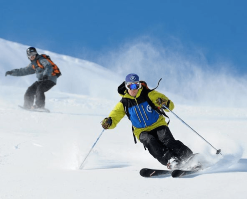 Heli-skiing and sledding
